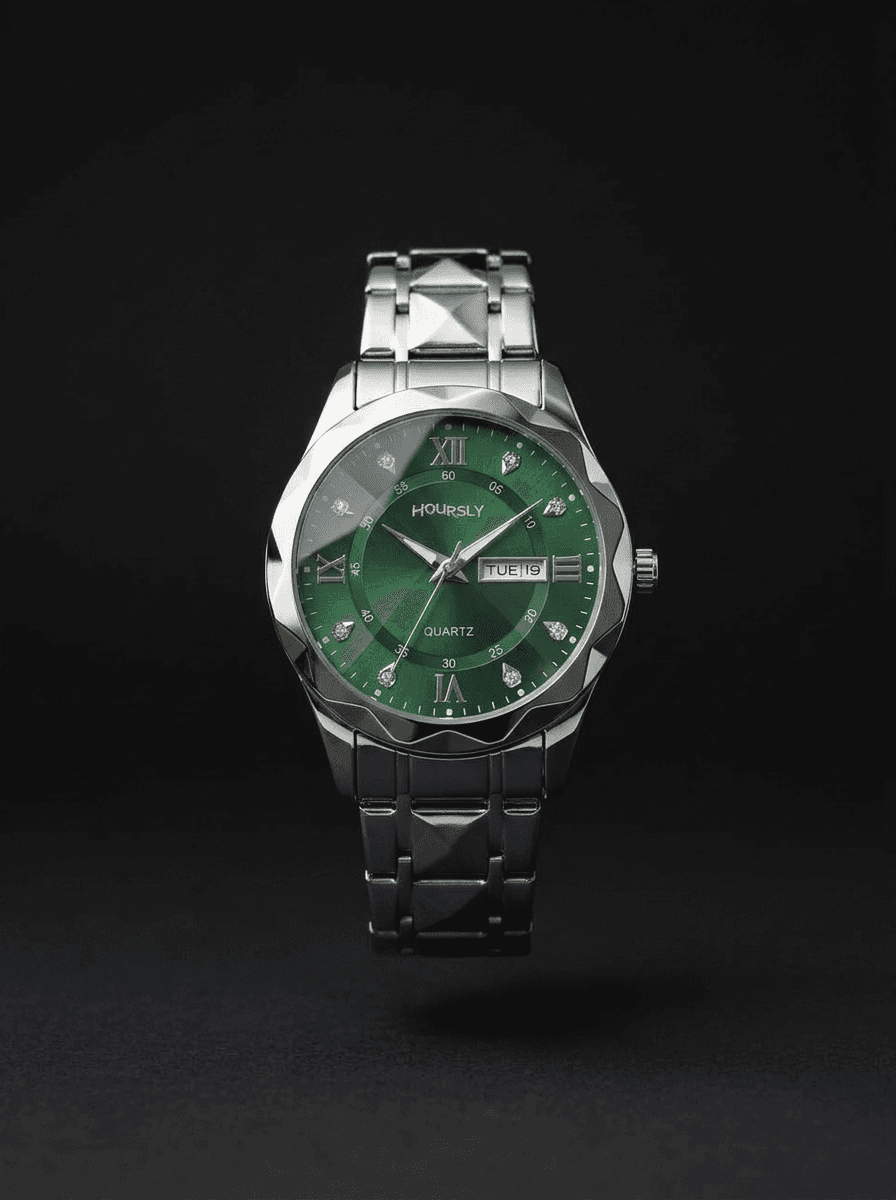 Hoursly Faceted Day-Date Quartz Watch