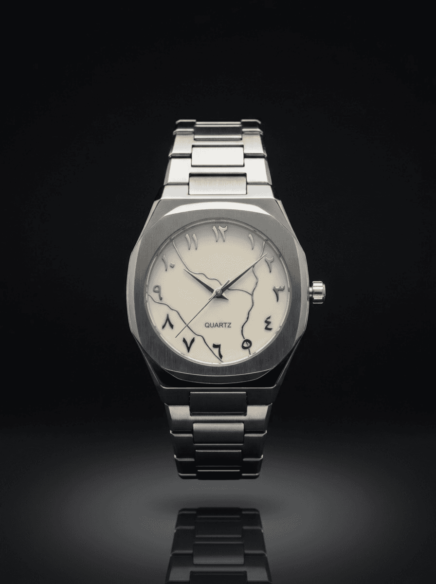 Arabic Numeral Marble Dial Quartz Watch