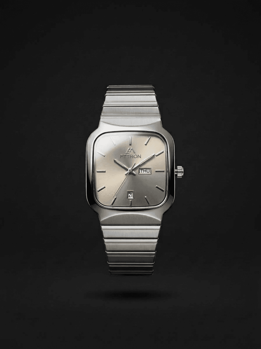 Fitron Square Day-Date Quartz Watch – Champagne Dial